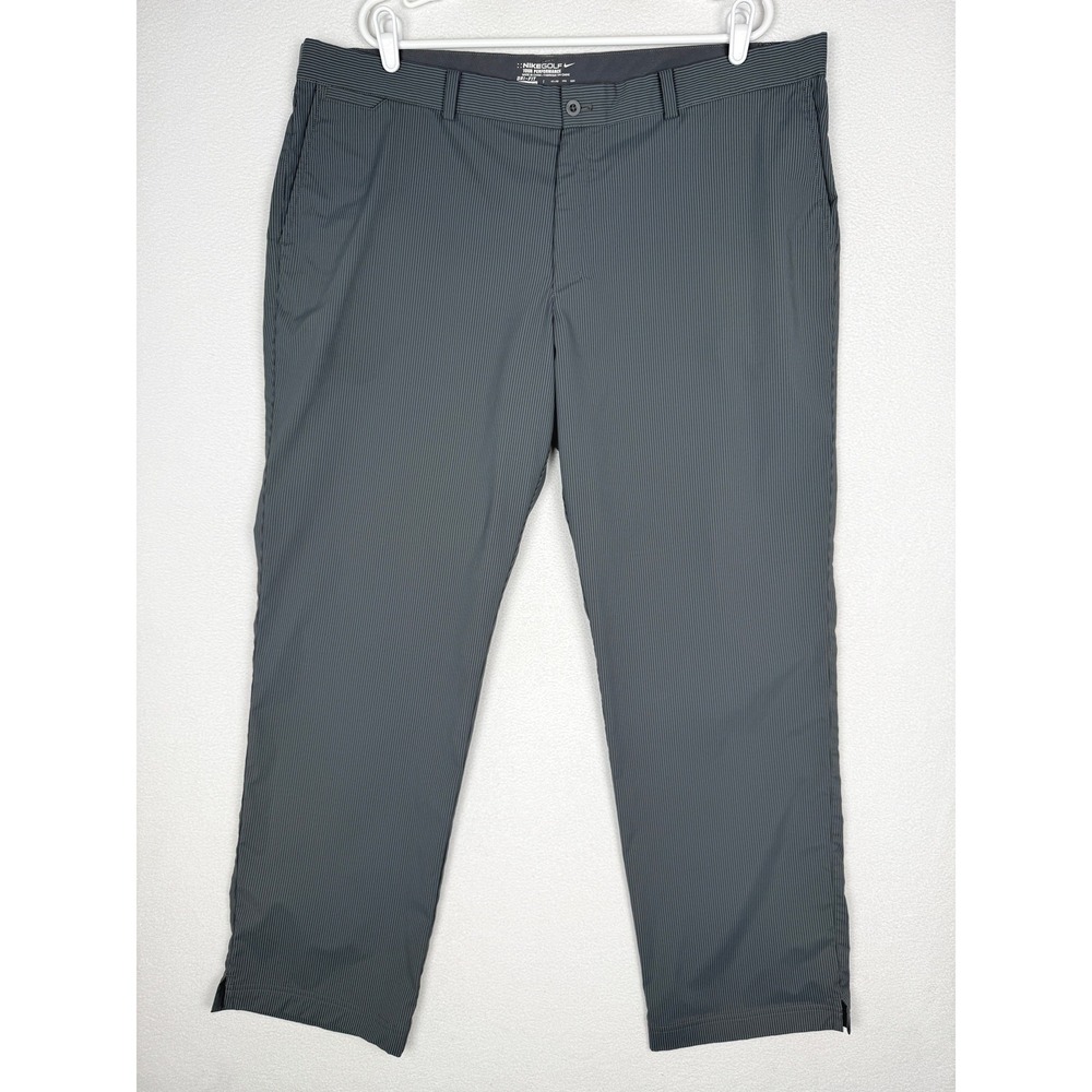 Nike Golf Pants Mens 42x32 Gray Striped Dri-Fit Tour Performance 639786-021